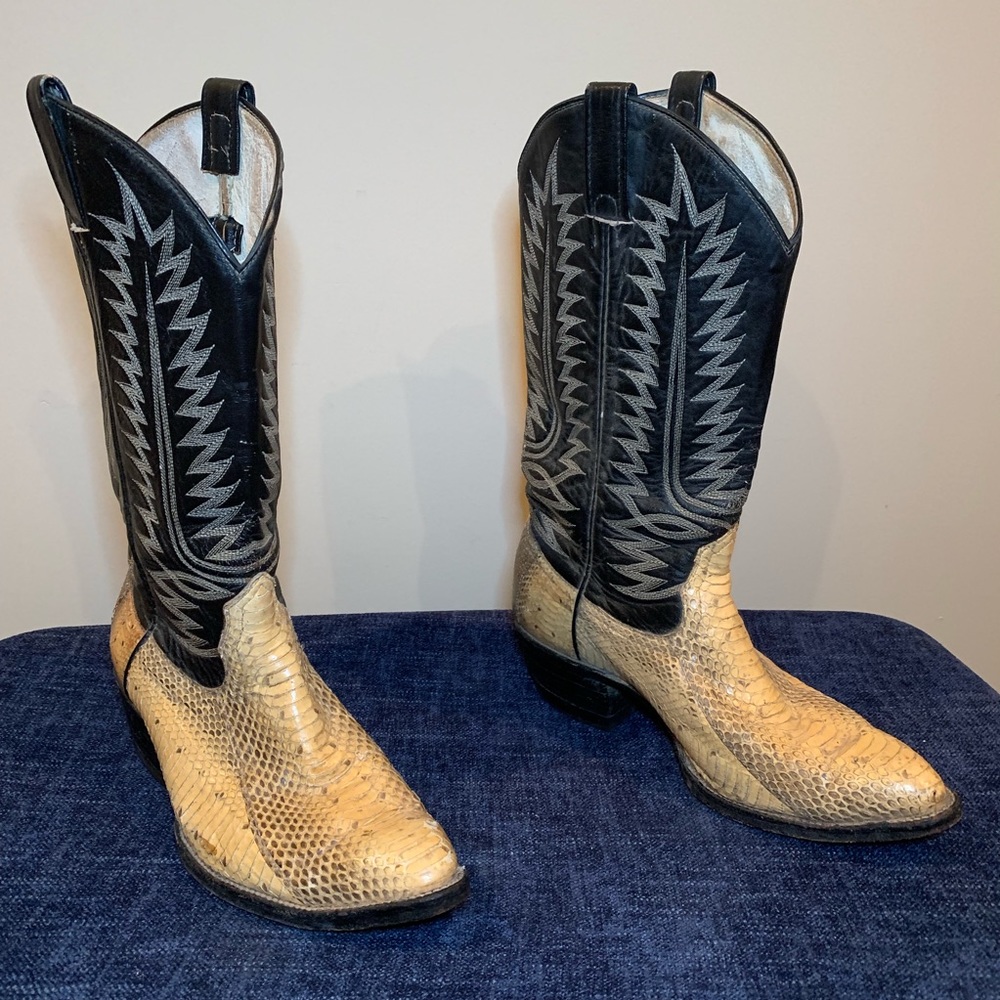 VINTAGE PYTHON & LEATHER COWBOY BOOTS